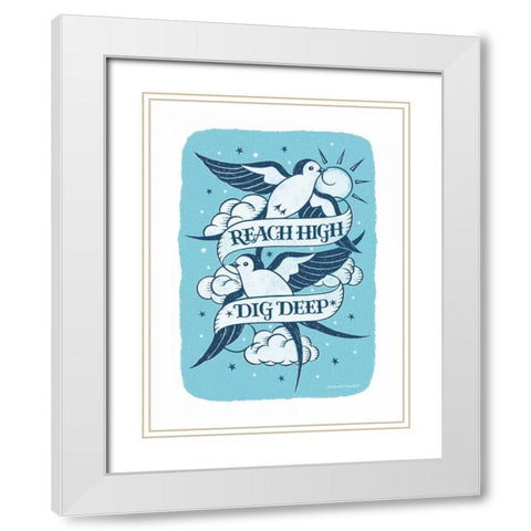Reach High White Modern Wood Framed Art Print with Double Matting by Snowdon, Alexandra