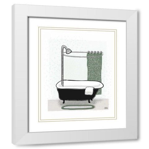 Sage Bath I White Modern Wood Framed Art Print with Double Matting by Averinos, Melissa