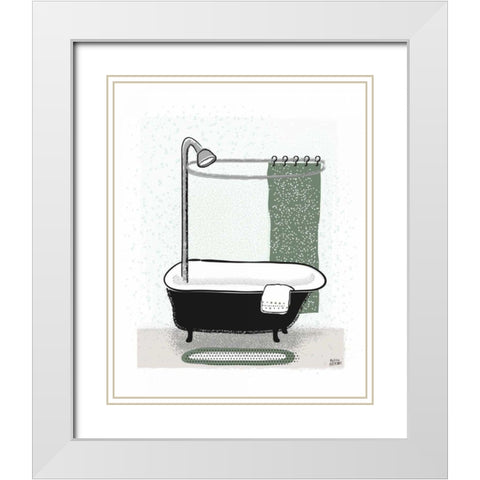 Sage Bath I White Modern Wood Framed Art Print with Double Matting by Averinos, Melissa