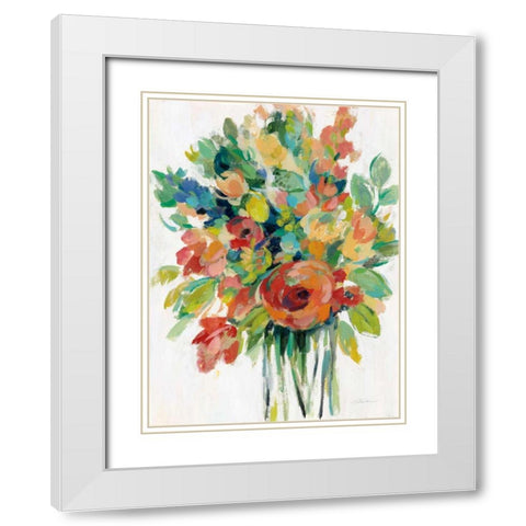 Earthy Colors Bouquet I White White Modern Wood Framed Art Print with Double Matting by Vassileva, Silvia