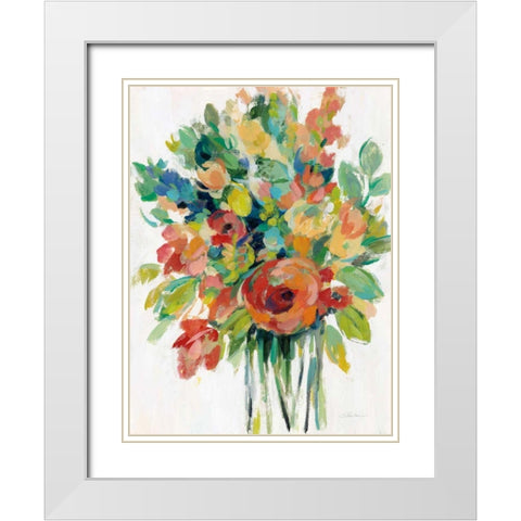 Earthy Colors Bouquet I White White Modern Wood Framed Art Print with Double Matting by Vassileva, Silvia