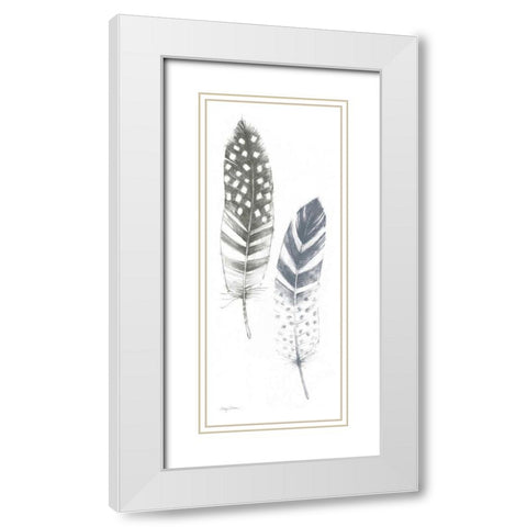Feather Sketches VIII Blue Gray White Modern Wood Framed Art Print with Double Matting by Tillmon, Avery