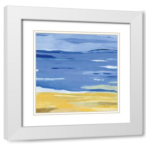 Coastal Abstract White Modern Wood Framed Art Print with Double Matting by Zaman, Farida