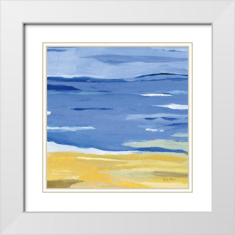 Coastal Abstract White Modern Wood Framed Art Print with Double Matting by Zaman, Farida