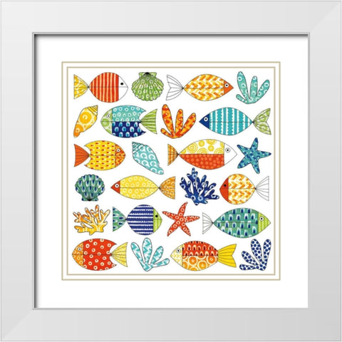 Fish Tale III White Modern Wood Framed Art Print with Double Matting by Green, Nancy