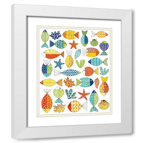 Fish Tale IV White Modern Wood Framed Art Print with Double Matting by Green, Nancy