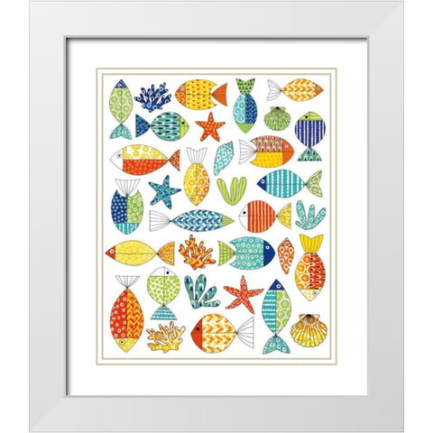 Fish Tale IV White Modern Wood Framed Art Print with Double Matting by Green, Nancy