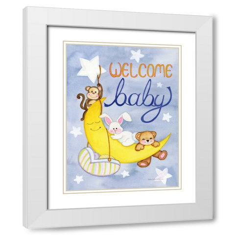 Welcome Baby White Modern Wood Framed Art Print with Double Matting by McKenna, Kathleen Parr