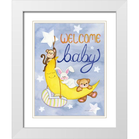 Welcome Baby White Modern Wood Framed Art Print with Double Matting by McKenna, Kathleen Parr