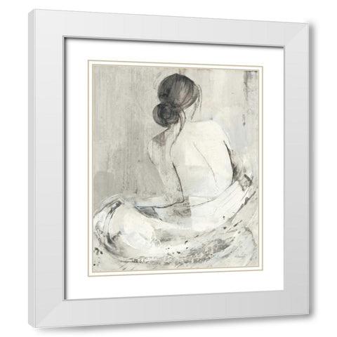 Evening I Neutral White Modern Wood Framed Art Print with Double Matting by Hristova, Albena