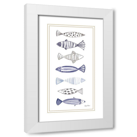 A School of Fish I White Modern Wood Framed Art Print with Double Matting by Zaman, Farida