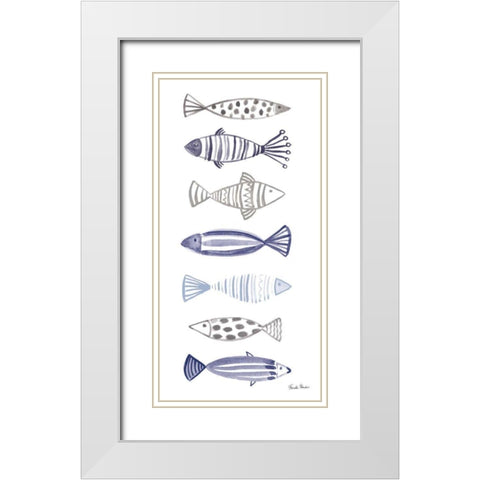 A School of Fish I White Modern Wood Framed Art Print with Double Matting by Zaman, Farida