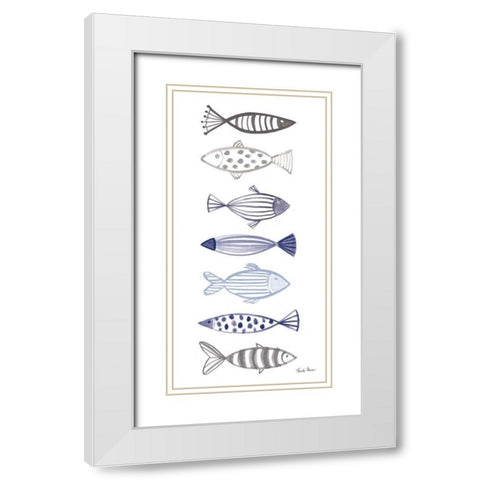 A School of Fish II White Modern Wood Framed Art Print with Double Matting by Zaman, Farida