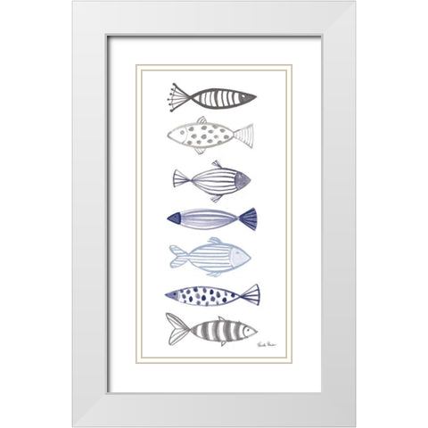 A School of Fish II White Modern Wood Framed Art Print with Double Matting by Zaman, Farida