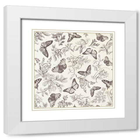 Butterfly Mandala Pattern IV White Modern Wood Framed Art Print with Double Matting by Wild Apple Portfolio