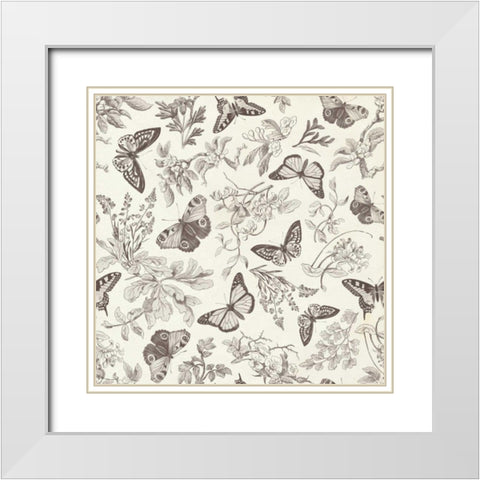 Butterfly Mandala Pattern IV White Modern Wood Framed Art Print with Double Matting by Wild Apple Portfolio