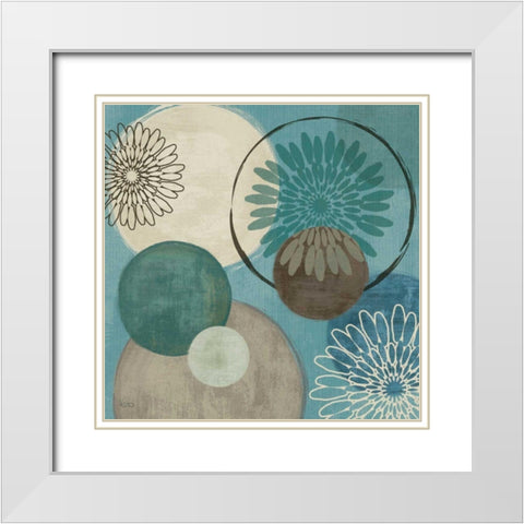Flora Mood I White Modern Wood Framed Art Print with Double Matting by Charron, Veronique