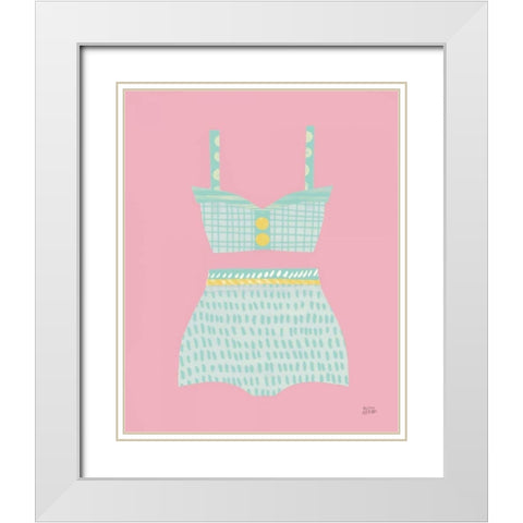Bathing Beauties IV Pastel White Modern Wood Framed Art Print with Double Matting by Averinos, Melissa
