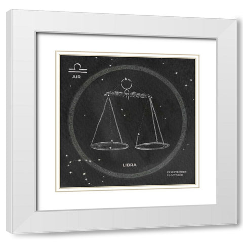 Night Sky Libra v2 White Modern Wood Framed Art Print with Double Matting by Miller, Sara Zieve