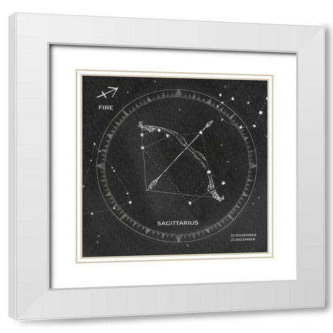 Night Sky Sagittarius v2 White Modern Wood Framed Art Print with Double Matting by Miller, Sara Zieve