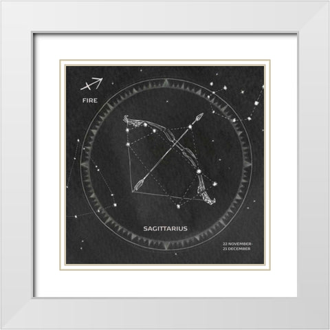 Night Sky Sagittarius v2 White Modern Wood Framed Art Print with Double Matting by Miller, Sara Zieve