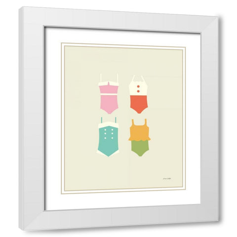 Summer Bathing Suits White Modern Wood Framed Art Print with Double Matting by Kelle, Ann