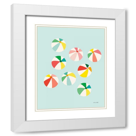 Beach Umbrellas White Modern Wood Framed Art Print with Double Matting by Kelle, Ann