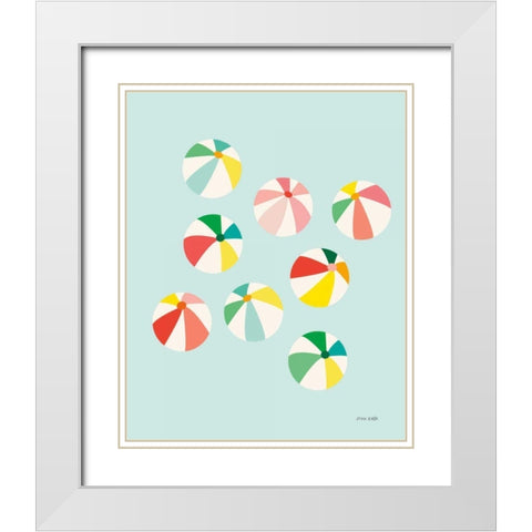 Beach Umbrellas White Modern Wood Framed Art Print with Double Matting by Kelle, Ann