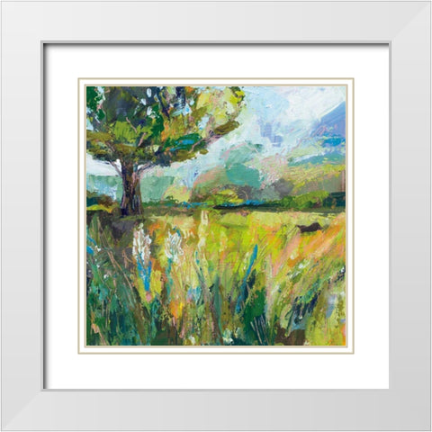Wildflowers v2 White Modern Wood Framed Art Print with Double Matting by Vertentes, Jeanette