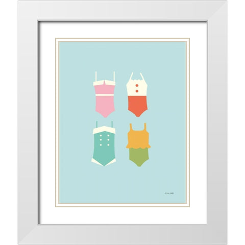 Summer Bathing Suits Blue White Modern Wood Framed Art Print with Double Matting by Kelle, Ann