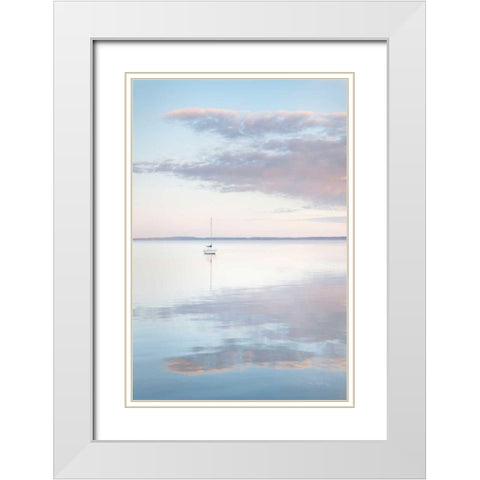 Sailboat in Bellingham Bay II White Modern Wood Framed Art Print with Double Matting by Majchrowicz, Alan