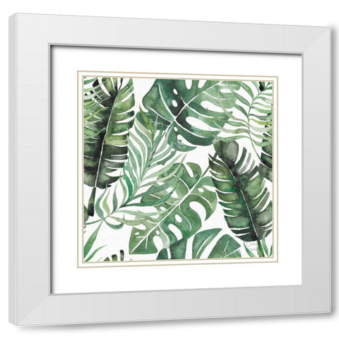 Paradise Petals Pattern IB White Modern Wood Framed Art Print with Double Matting by June, Dina