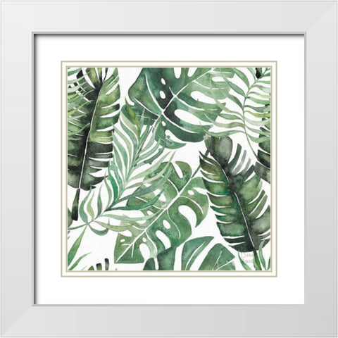 Paradise Petals Pattern IB White Modern Wood Framed Art Print with Double Matting by June, Dina