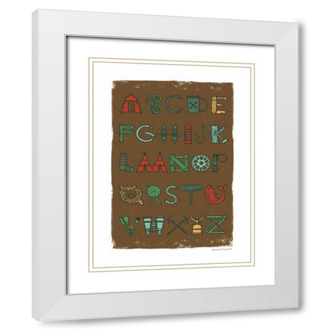 Camping Alphabet Dark White Modern Wood Framed Art Print with Double Matting by Snowdon, Alexandra