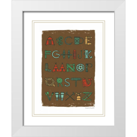 Camping Alphabet Dark White Modern Wood Framed Art Print with Double Matting by Snowdon, Alexandra