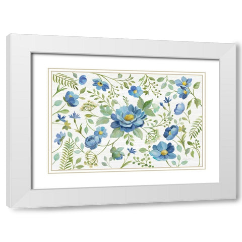 Botanical Blue I White Modern Wood Framed Art Print with Double Matting by Vassileva, Silvia