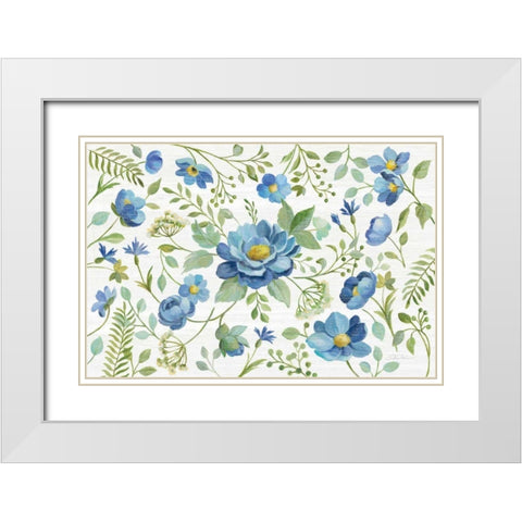 Botanical Blue I White Modern Wood Framed Art Print with Double Matting by Vassileva, Silvia