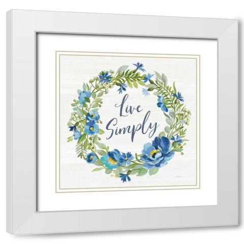 Botanical Blue VI White Modern Wood Framed Art Print with Double Matting by Vassileva, Silvia