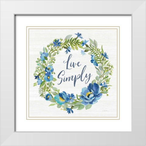 Botanical Blue VI White Modern Wood Framed Art Print with Double Matting by Vassileva, Silvia
