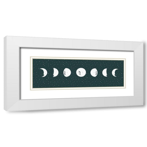 Sweet Dreams Moon Cycle White Modern Wood Framed Art Print with Double Matting by Thorns, Becky