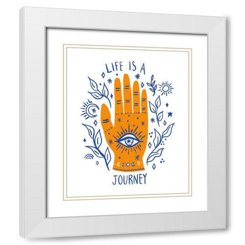 Palm Reading I White Modern Wood Framed Art Print with Double Matting by Zaman, Farida