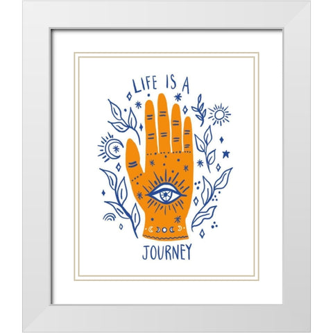 Palm Reading I White Modern Wood Framed Art Print with Double Matting by Zaman, Farida