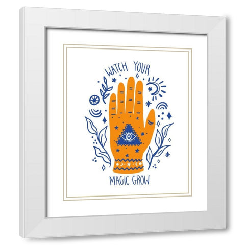 Palm Reading II White Modern Wood Framed Art Print with Double Matting by Zaman, Farida