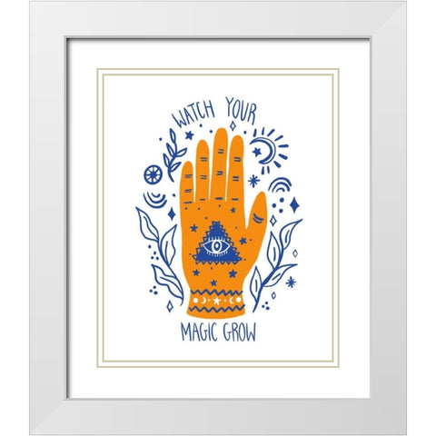Palm Reading II White Modern Wood Framed Art Print with Double Matting by Zaman, Farida