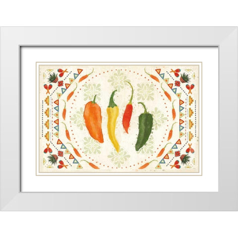 Tex Mex Fiesta I White Modern Wood Framed Art Print with Double Matting by Charron, Veronique