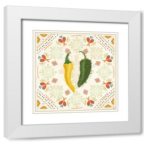 Tex Mex Fiesta III White Modern Wood Framed Art Print with Double Matting by Charron, Veronique