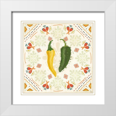 Tex Mex Fiesta III White Modern Wood Framed Art Print with Double Matting by Charron, Veronique