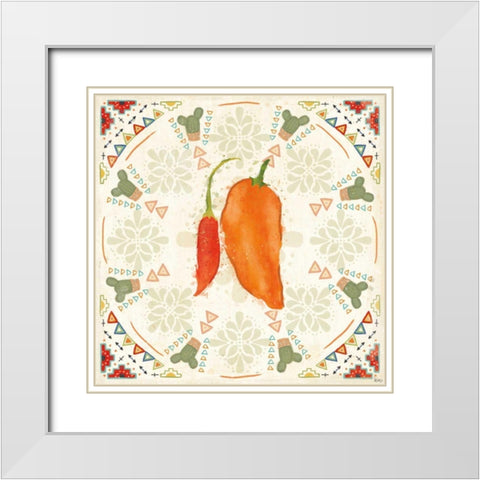 Tex Mex Fiesta VI White Modern Wood Framed Art Print with Double Matting by Charron, Veronique