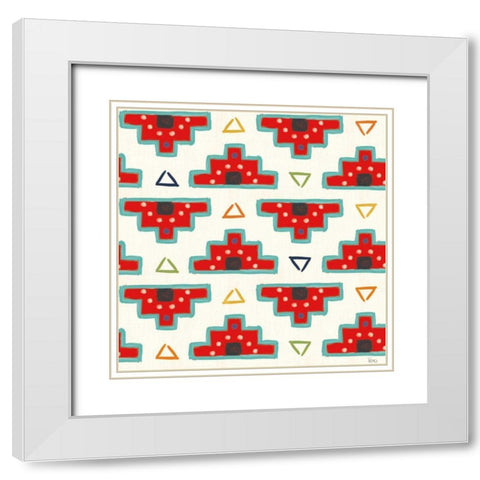 Tex Mex Fiesta Pattern III White Modern Wood Framed Art Print with Double Matting by Charron, Veronique