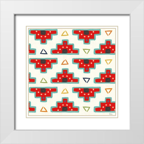 Tex Mex Fiesta Pattern III White Modern Wood Framed Art Print with Double Matting by Charron, Veronique